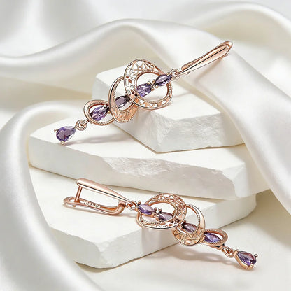 Amethyst Zircon Drop Earrings