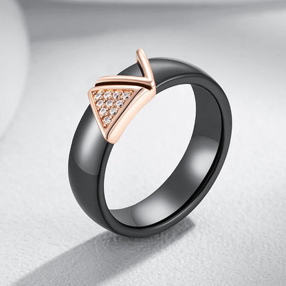 Black Ceramic Zircon Ring