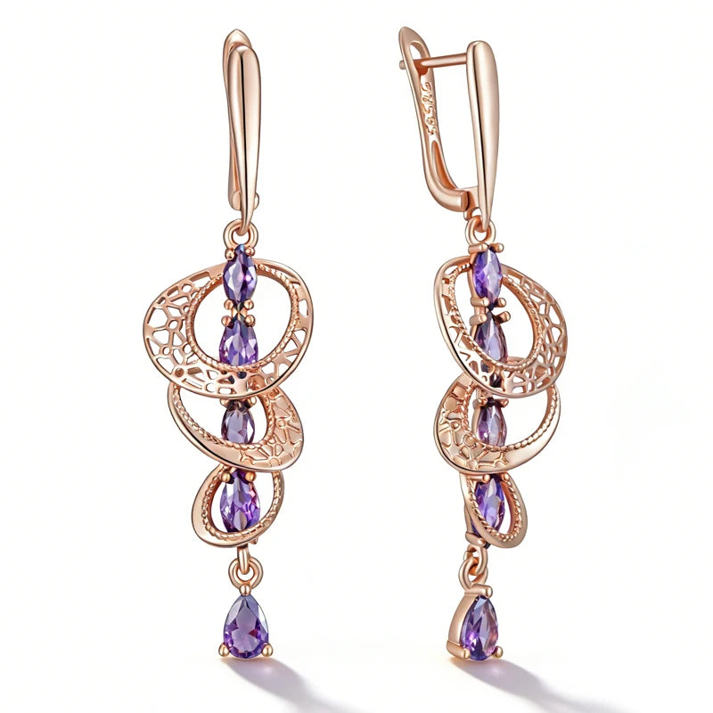 Amethyst Zircon Drop Earrings
