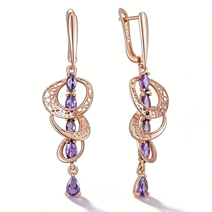 Amethyst Zircon Drop Earrings