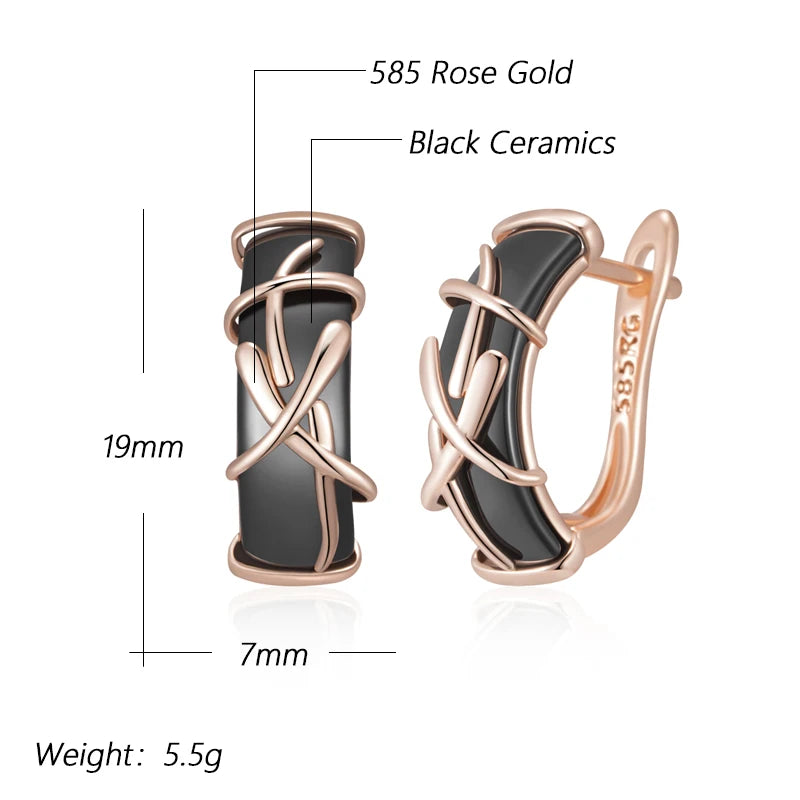 Black Ceramic Branch Drop Earrings
