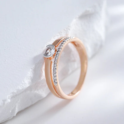 Slim Two-Tone Zircon Ring