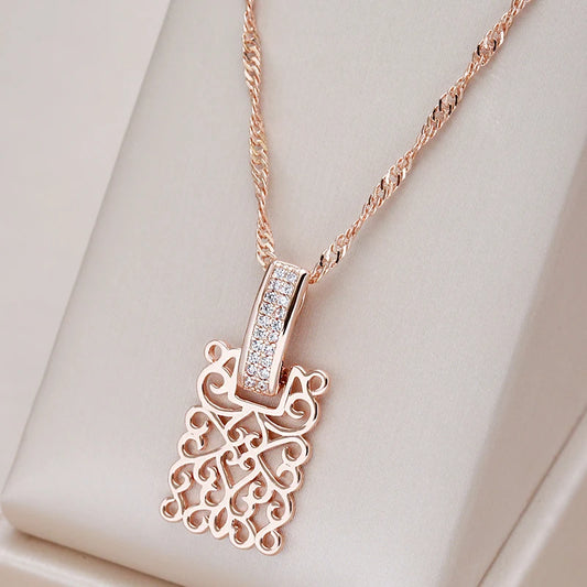 Vintage Square Long Pendant Necklace