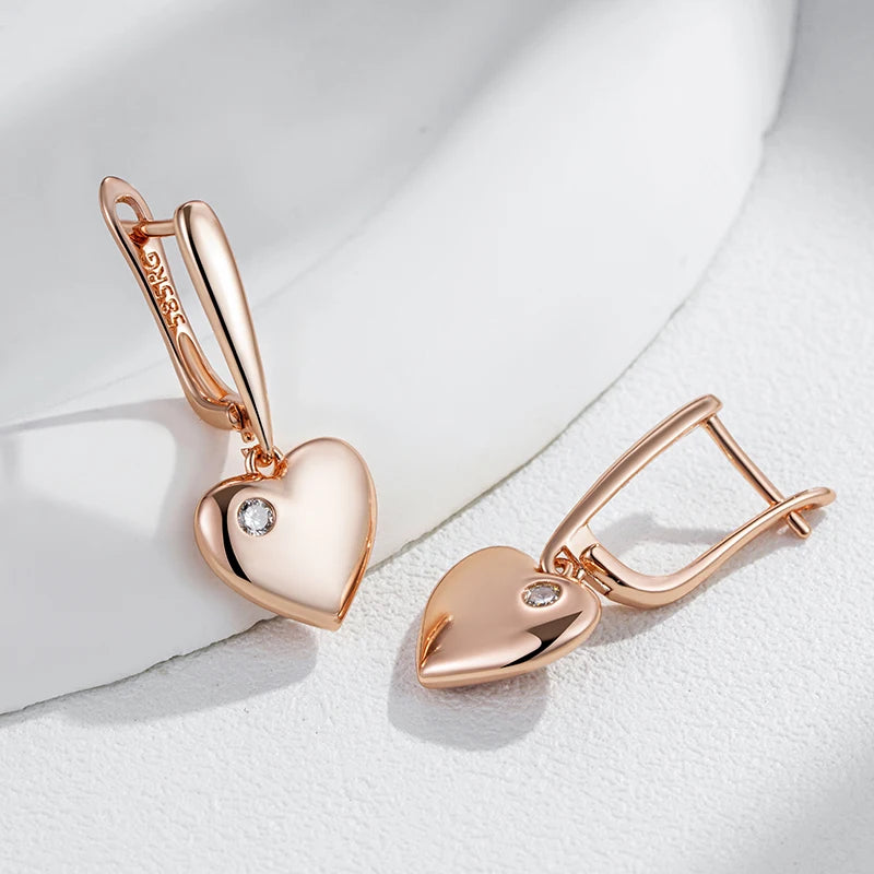 Rose-Gold Heart Drop Earrings