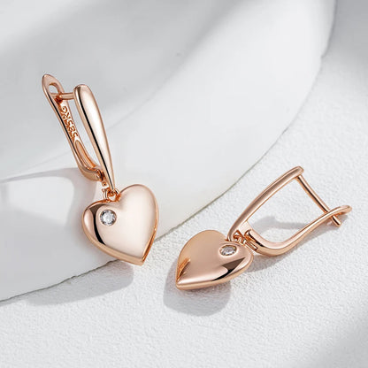 Rose-Gold Heart Drop Earrings