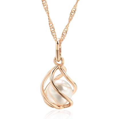 Pearl Halo Geometric Pendant Necklace