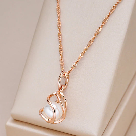 Pearl Halo Geometric Pendant Necklace