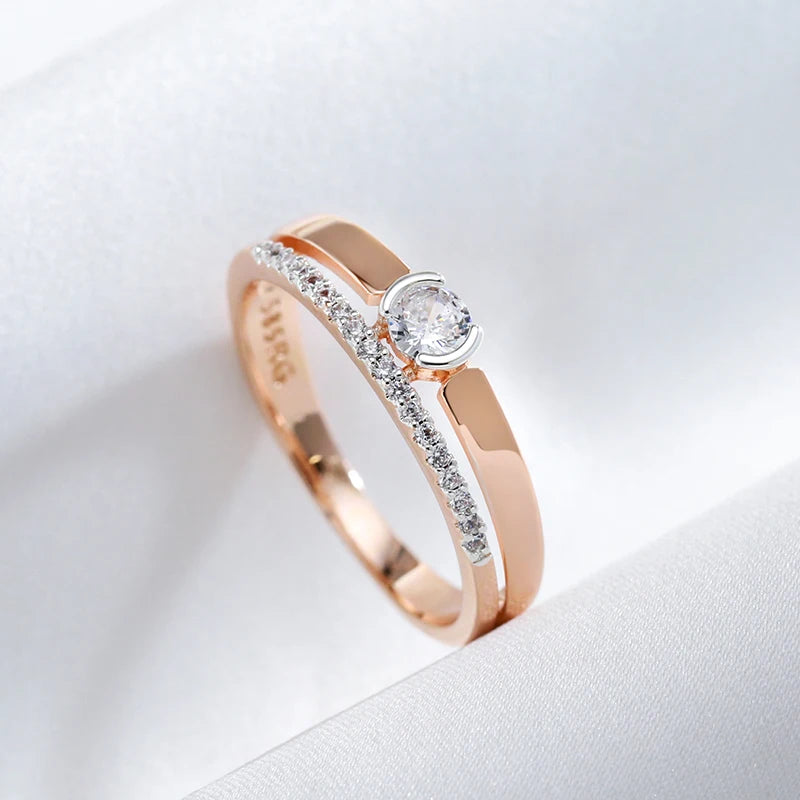Slim Two-Tone Zircon Ring