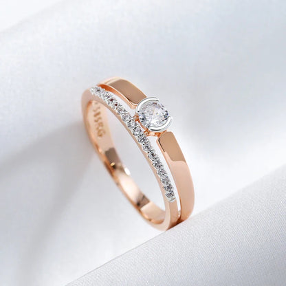Slim Two-Tone Zircon Ring