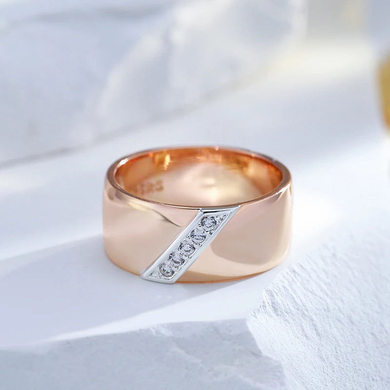 Wide Two-Tone Zircon Ring