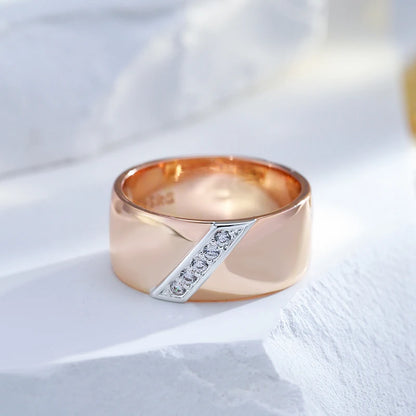 Wide Two-Tone Zircon Ring