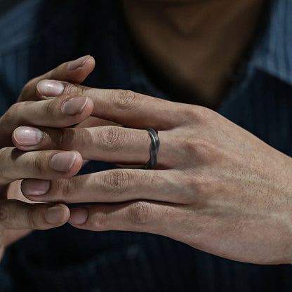 Oxidized Mobius Band Ring