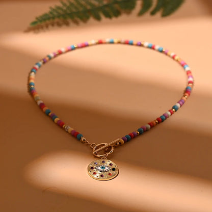 Colourful Stone Charm Choker Necklace