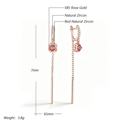 Ruby Long Tassel Earrings