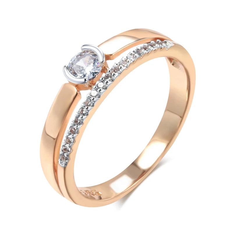 Slim Two-Tone Zircon Ring