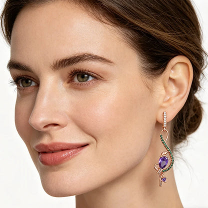 Amethyst Birdie Dangle Earrings