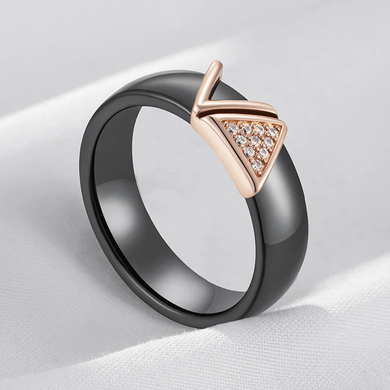 Black Ceramic Zircon Ring