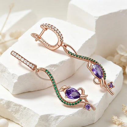 Amethyst Birdie Dangle Earrings