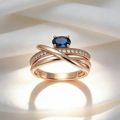 Sapphire Cross Zircon Ring