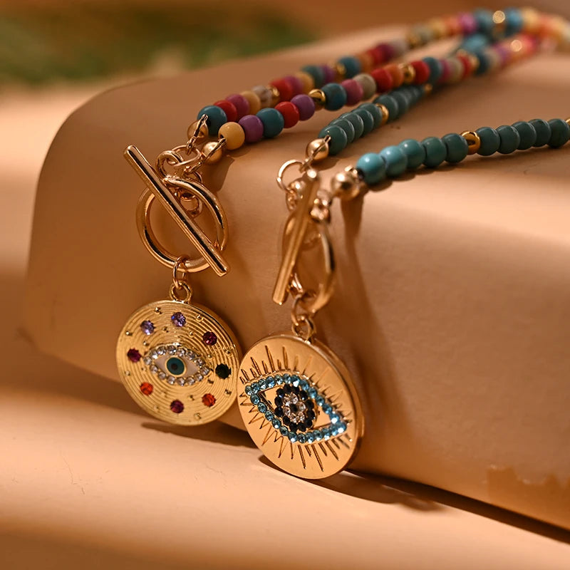 Colourful Stone Charm Choker Necklace