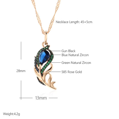 Sapphire Leaf Pendant Necklace