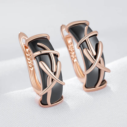 Black Ceramic Branch Drop Earrings