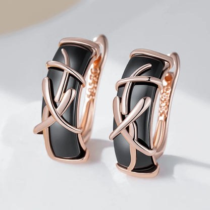 Black Ceramic Branch Drop Earrings