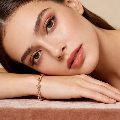 Rose Gold Heart Link Bracelet