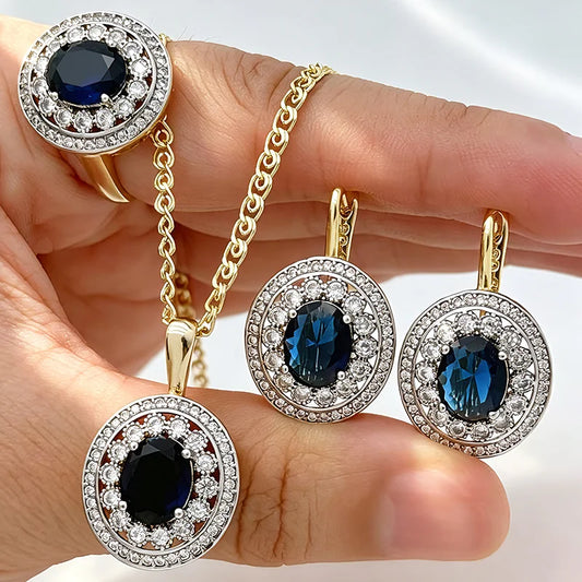 Sapphire Two-Tone Jewelry Set