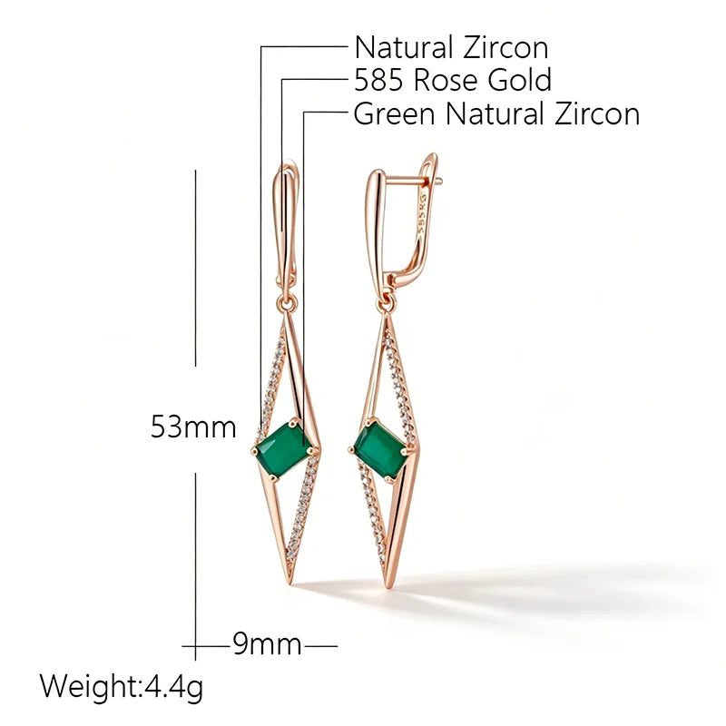 Emerald Square Zircon Drop Earrings