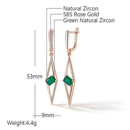 Emerald Square Zircon Drop Earrings