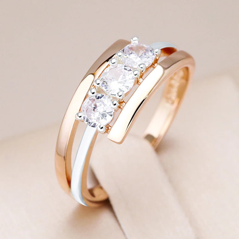 Triple White Zircon Bridal Ring