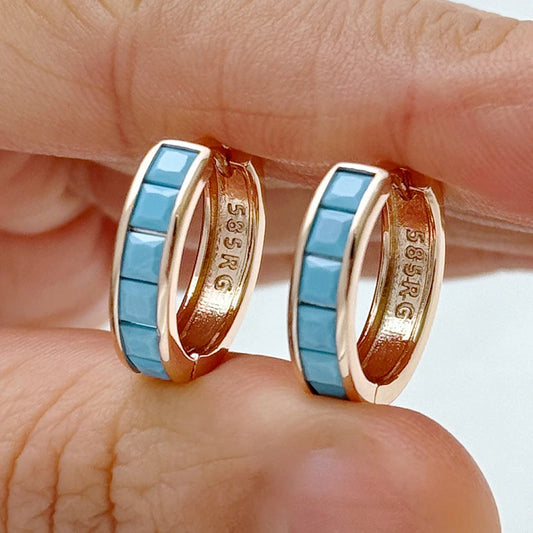Turquoise Square Hoop Earrings