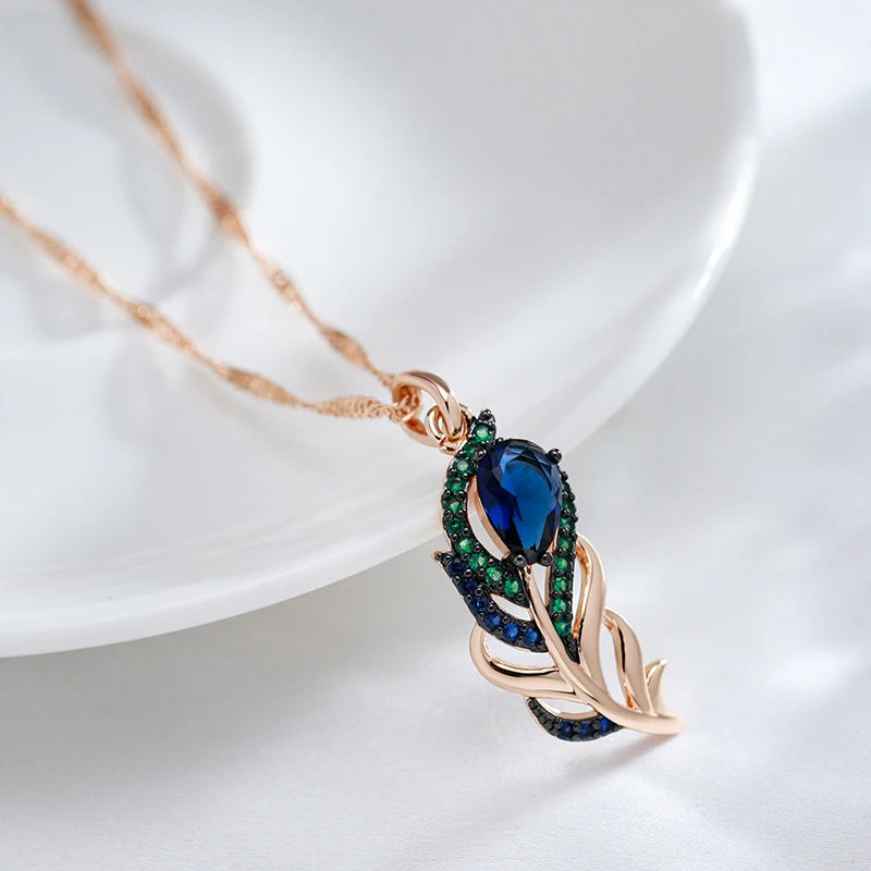 Sapphire Leaf Pendant Necklace