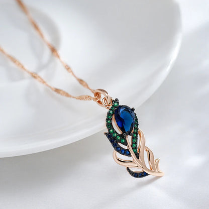 Sapphire Leaf Pendant Necklace