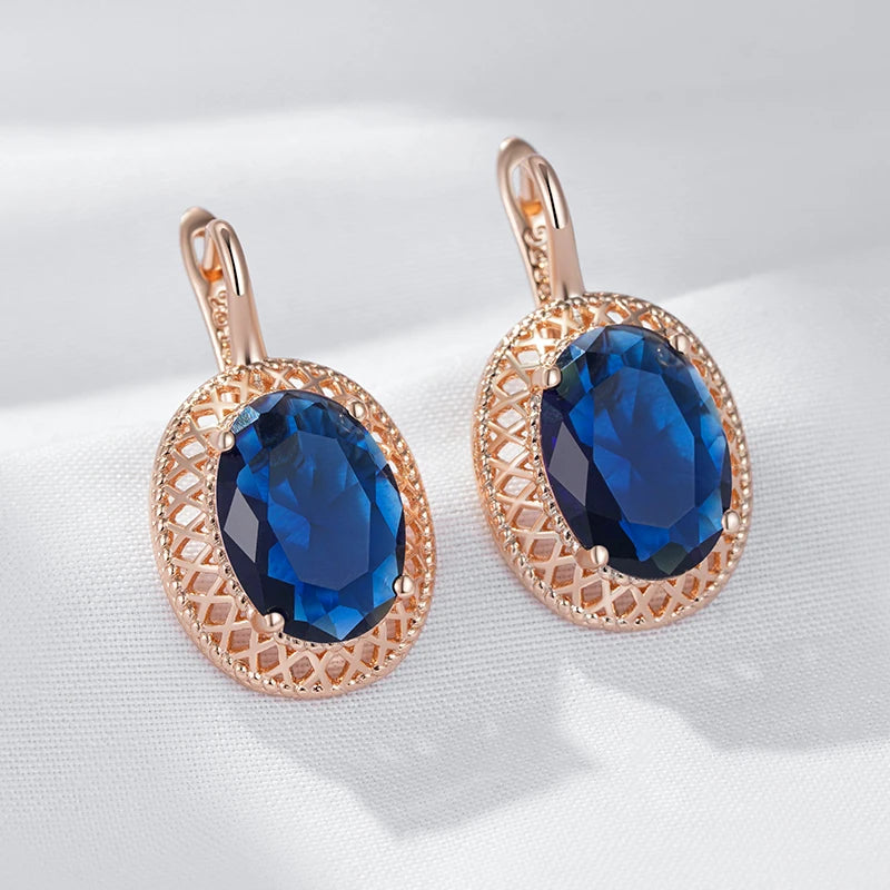 Sapphire Oval Bridal Earrings
