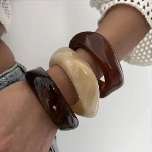 Sculptural Resin Wide Cuff Bangle