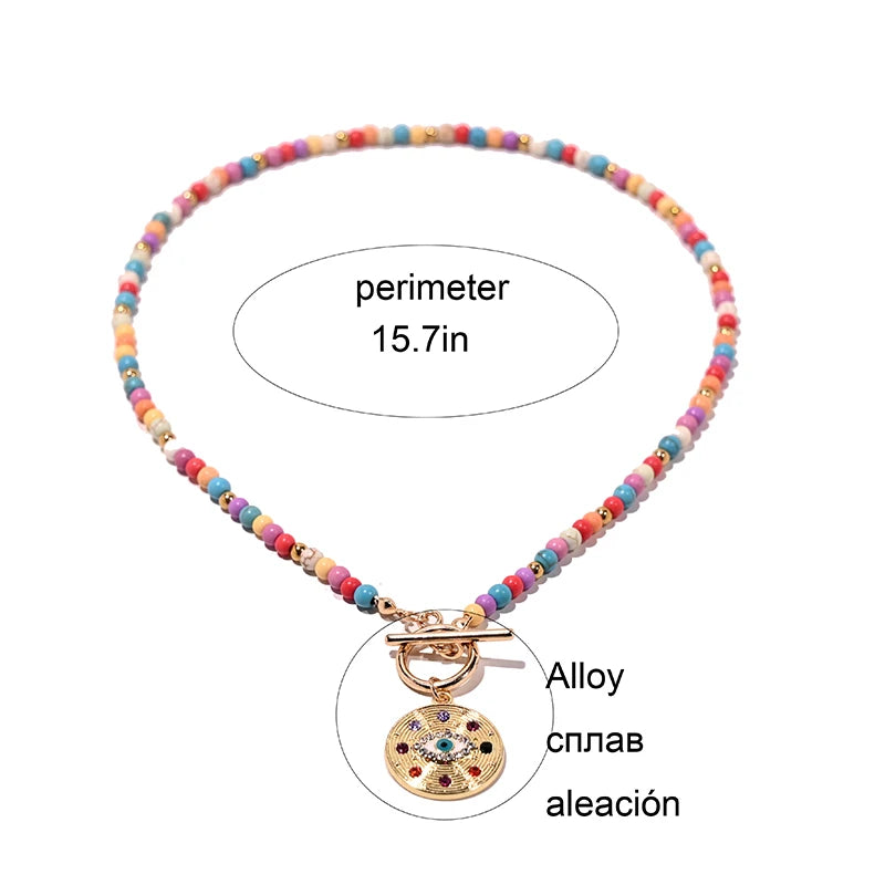 Colourful Stone Charm Choker Necklace