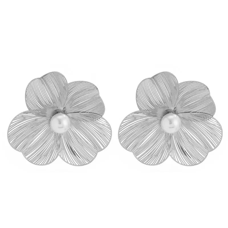 Sculptural Metal Petal Stud Earrings