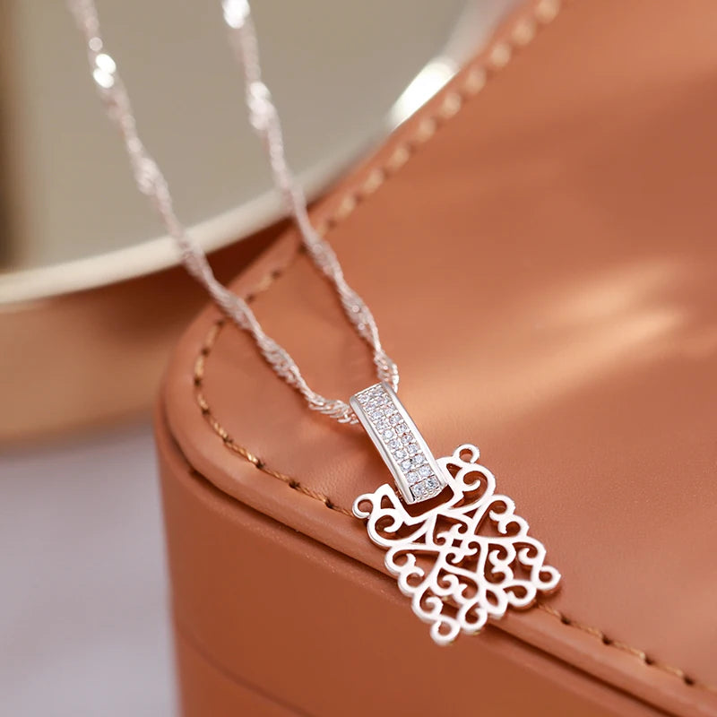 Vintage Square Long Pendant Necklace