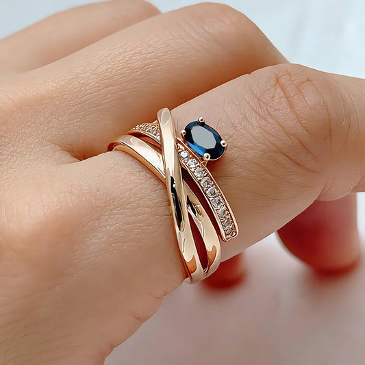 Sapphire Cross Zircon Ring