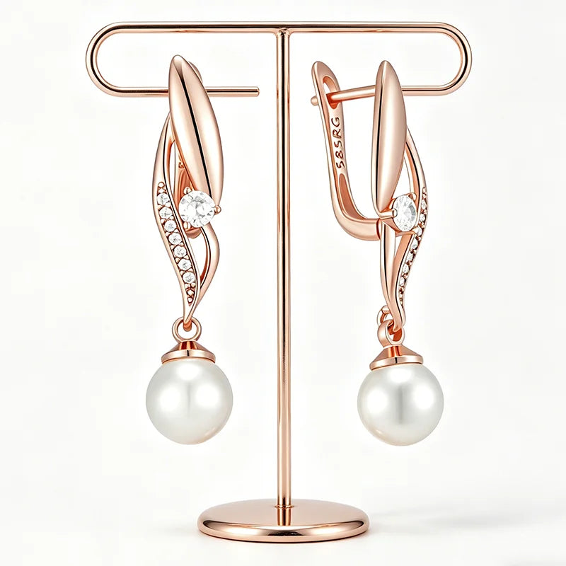 Geometric Pearl Drop Earrings