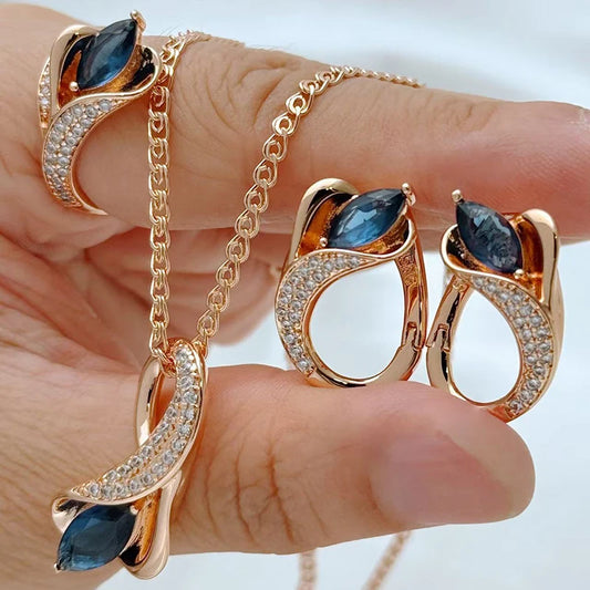 Sapphire Zircon Three-Piece Jewelry Set