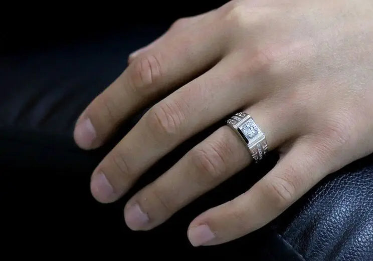 Sterling Silver Crystal Signet Ring