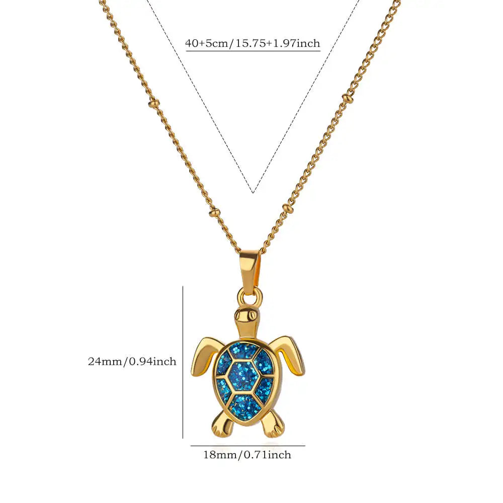Coastal Turtle & Butterfly Charm Necklace