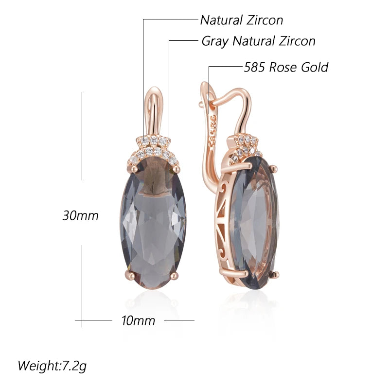 Smoky Oval Zircon Drop Earrings