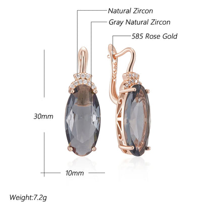Smoky Oval Zircon Drop Earrings