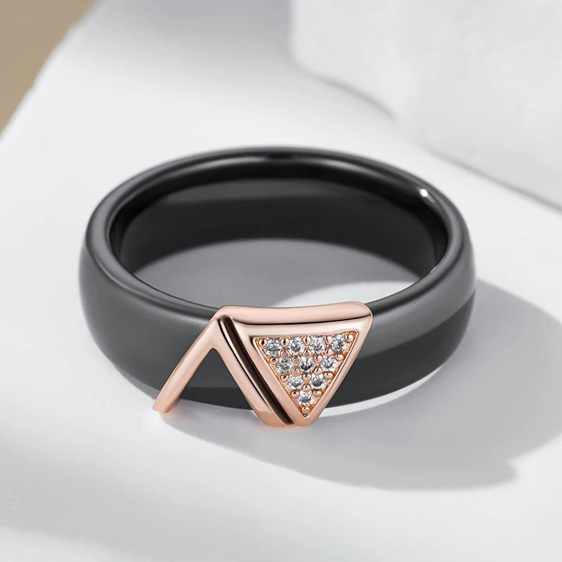 Black Ceramic Zircon Ring