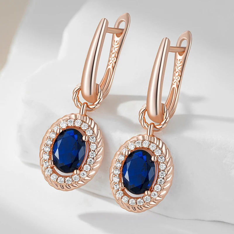 Sapphire Glow Zircon Drop Earrings