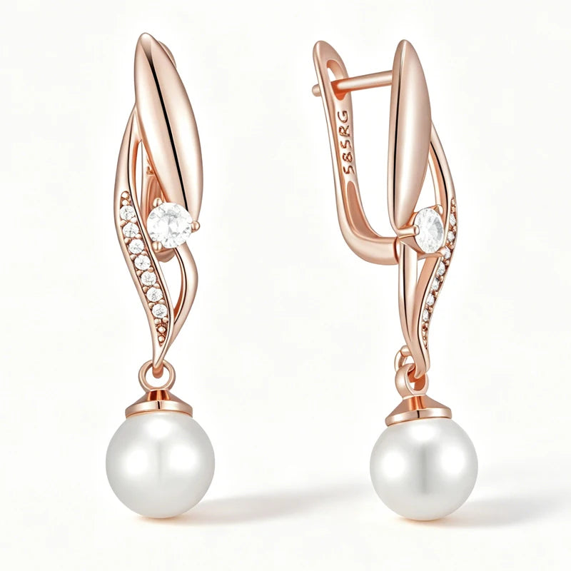 Geometric Pearl Drop Earrings